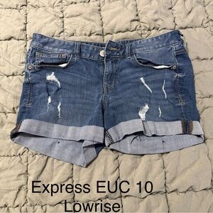 Express Blue Distressed Denim Shorts